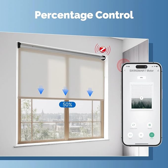 ZigBee 3.0 Smart Roller Shade Motor for 2" Tube, Heavy Duty 6.0N.m 10N.m Electric Blinds Retrofit Kit, Compatible with Alexa/Google Home (6.0 N.m Motor Suitable for Φ40mm (1.57") Round Tube)