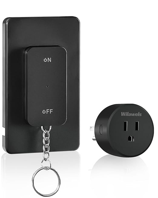 Black Remote Control Outlet, WILAWELS Wireless Light Switch with Magnetic Base, On Off Remote Outlet Switch for Lamps, Appliance, 100ft RF Range, 15A/1875W, Pre-Programmed, FCC Listed H09RC1106