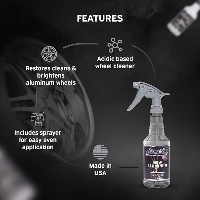 LANE'S New Aluminum Car Wheel Cleaner | Acid Rim Cleaner and Brightener | Brake Dust, Oxidation & Rust Remover for Motorcycles, Cars, Trucks | Shines & Eliminates Hard Scrubbing | 32oz, 2 Pack