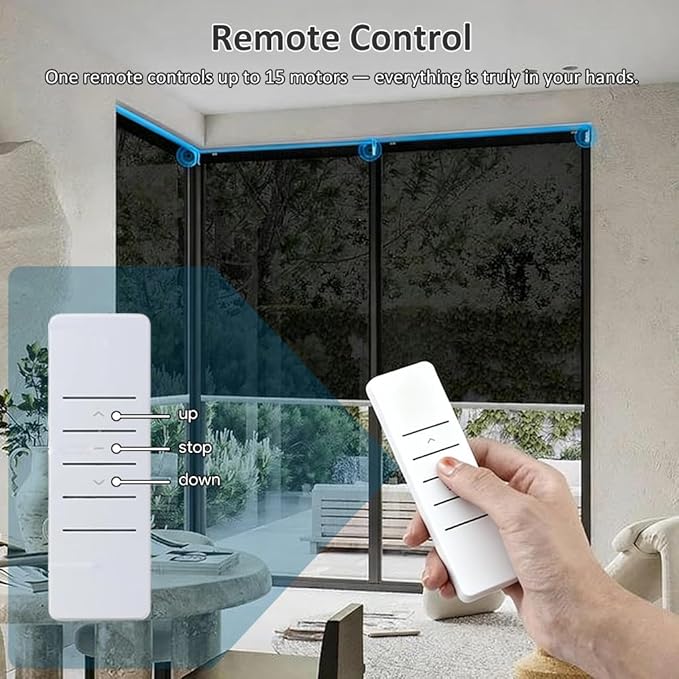 Wired Roller Shade Motor Kit with Remote Control, 35mm Electric Tubular Motor, High Torque Motorized Blinds Retrofit for Zebra, Roman Shades, 110V AC (6.0 N.m for Φ40mm (1.57") Groove Tube)