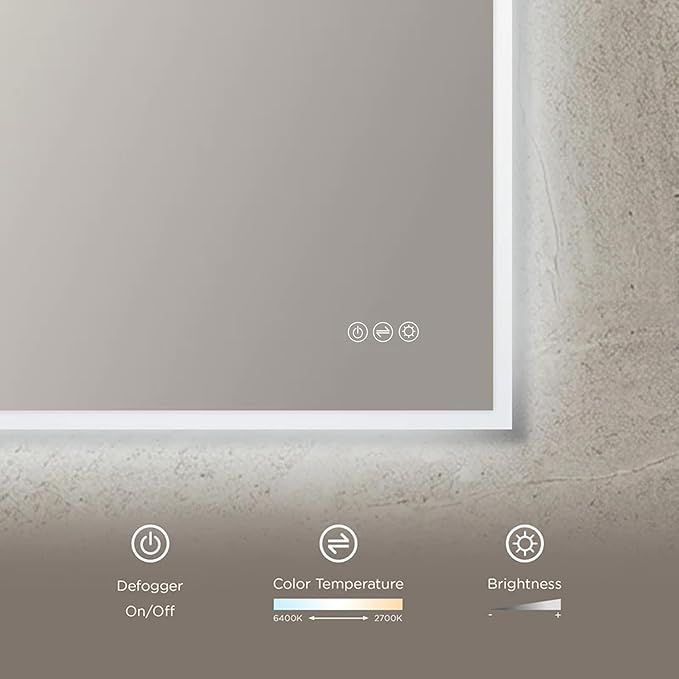 Blossom 30"X36" LED Bathroom Mirror with Lights, Front Lit and Backlight, Stepless Dimmable, Anti-Fog, Shatter-Proof Tempered Glass, Memory, 3 Colors Lighting Bathroom Mirrors for Vanity