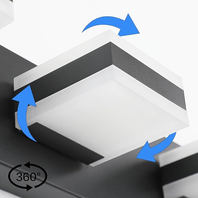 PRESDE 5-Light LED Vanity Light for Bathroom Matte Black Bathroom Light Fixtures Over Mirror Modern Bath Wall Lighting