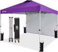 CROWN SHADES 10x10 Pop Up Canopy with 1 Side Wall - Beach Tent with One Push Setup - Outdoor Sun Shade for Events, Parties, Camping - Gazebo with STO-N-Go Cover Bag (Purple)