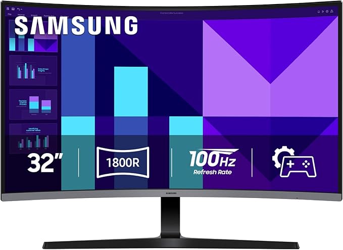 Samsung 32-inch S3 (S39GD) FHD 100Hz Curved Monitor, Game Mode, Eye Saver Mode, Multiple Connectivity with HDMI Port, Built-in Speakers, LS32D39DGANXZA, 2025