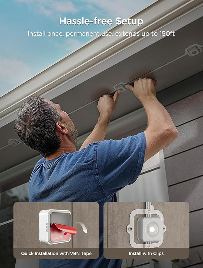 Govee Permanent Outdoor Lights 2, 150ft RGBIC Outdoor Lights with 108 LED Lights, IP67 Waterproof, 100 Scene Modes with 40lm White for Outdoor Decorations, Works with Alexa, Google Assistant, White