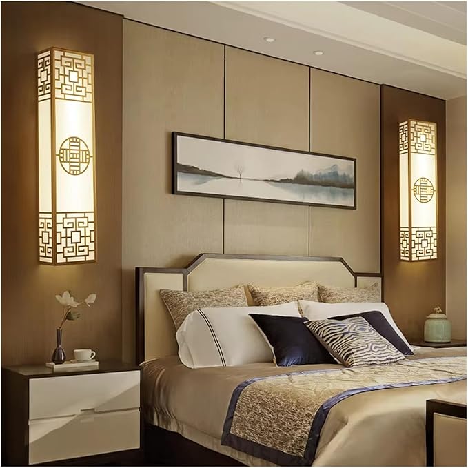 Chinese Style Bedroom Wall Lamp Strip Shaped Zen Background Wall Light Living Room Hallway Stairs Hotel Wall Sconces,Modern