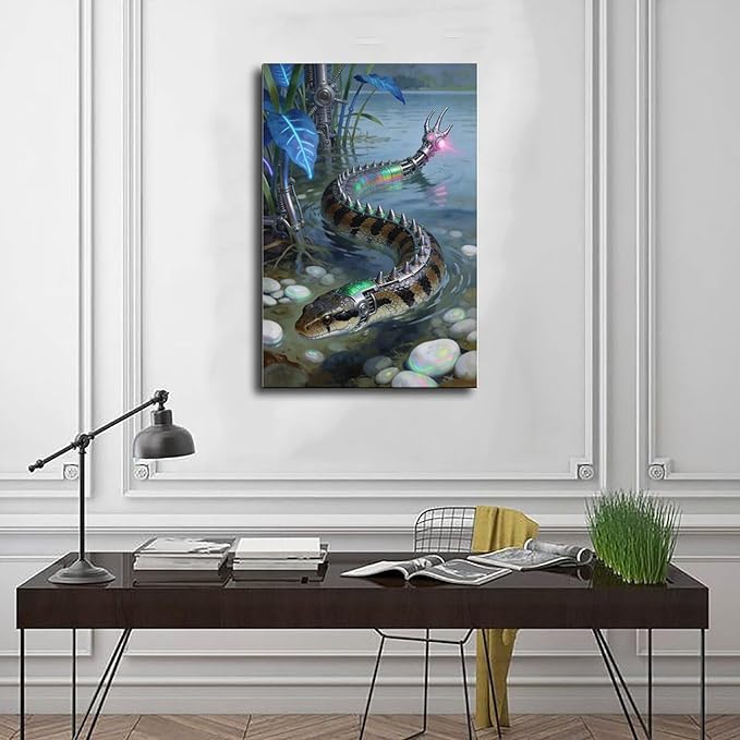Framed Futuristic Nature Wall Art for Modern Living Room Creative Sci Fi Style Interior Decor 16x24inch(40x60cm)