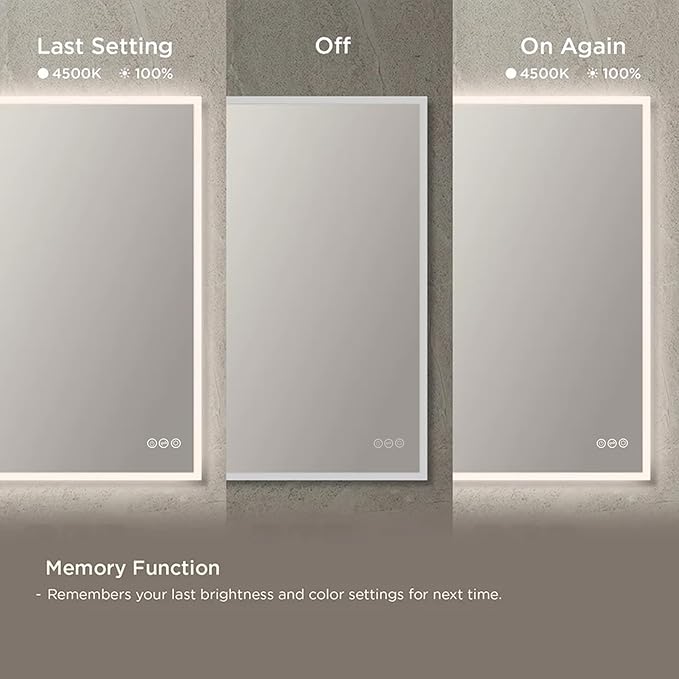 Blossom 30"X36" LED Bathroom Mirror with Lights, Front Lit and Backlight, Stepless Dimmable, Anti-Fog, Shatter-Proof Tempered Glass, Memory, 3 Colors Lighting Bathroom Mirrors for Vanity