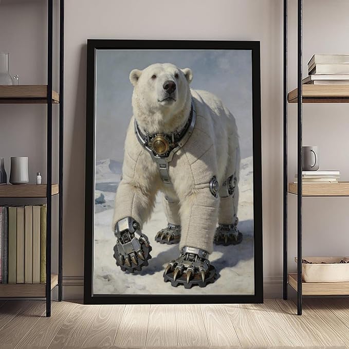 Framed Futuristic Fantasy Wall Art for Living Room TV Wall Modern Tech Style Home Decor 08x12in