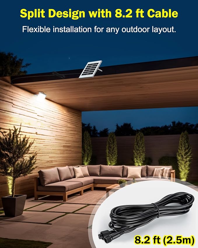 Dusk to Dawn Flood Lights Outdoor,2000 Lumen LED Security Motion Sensor Light with Remote Control for Outside,6500K Bright Illumination,Solar Rechargeable Lights for Porch, Yard,Garden, Wall (5000MAH)