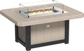 LuxCraft 51" Lumin Rectangular Gas Propane Fire Pit Table for Outdoor Patio with Tempered Glass Wind Guard and Stainless Steel Burner Cover - Amish Made in USA (Weatherwood & Black)