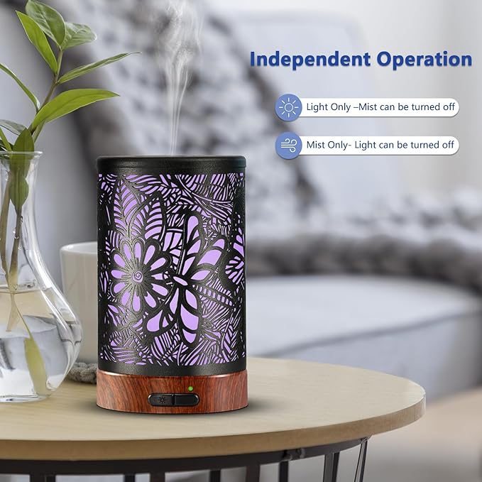 Essential Oil Diffuser Aromatherapy Diffuser - Metal Aroma Diffuser for Home 150ml Ultrasonic Cool Mist Diffuser with 7 Colors Light Auto Shut-Off Protection for Home Office Decor & Gift (Dragonfly)