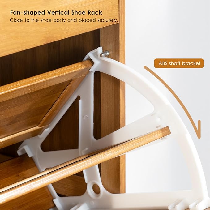 Modern Natural Rattan Coat Rack with 3 Flip Drawers Free Standing 3Tier Shoe Storage Rack for Heels and Slippers Entrance Hallway Entryway Organizer(50x17x186cm)