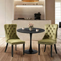 SoarFlash Kitchen Table and Chairs for 2, 24" Dining Table Set for 2 with Velvet Upholstered Chairs, 3 Piece Round Kitchen Table Set, Dining Room Table Set for Small Space, Apartment