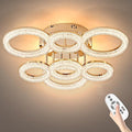 OKELI Modern Ceiling Light, 7 Rings 23'' Dimmable LED 106W Flush Mount Ceiling Lights with Remote Acrylic Crystal Round Ceiling Light Fixture, Bedroom Living Room Dining Room, Gold
