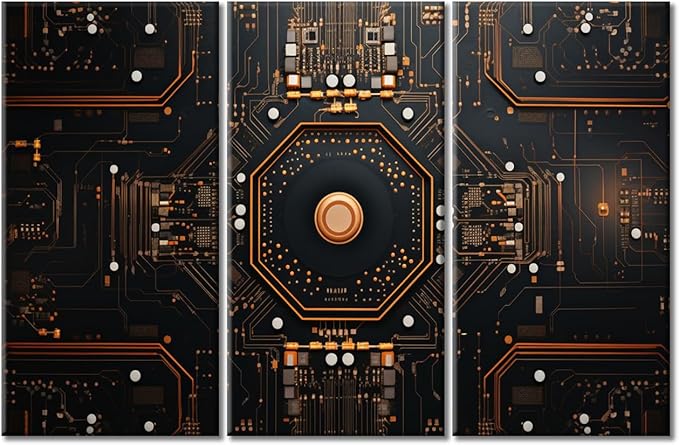 Circuit Board High-Tech Technology Canvas Wall Art Chip Posters & Prints Artwork Circuit Board Pictures Home Decor Canvas Picture for Living Room Bedroom Home Office Decor (42" Wx28 H)