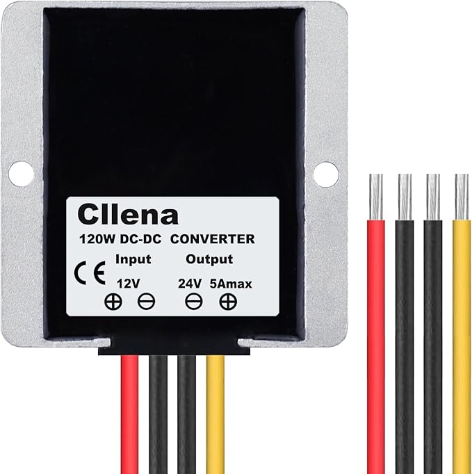 Cllena Waterproof DC/DC 12V to 24V Boost Converter 5A 120W Step Up Voltage Regulator Module Car Power Supply Voltage Transformer (Input 10V-16V)