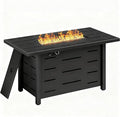 43" Propane Fire Pit, 50,000 BTU Steel Gas Fire Pit Table with Lid for Outside, Steel Lid & Lava Rock, 2 in 1 Fire Table, Adds Warmth to Gatherings & Parties on Patio, Deck, Garden & Backyard, Black