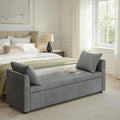 59.5" Modern Storage Ottoman Bedroom Bench, End of Bed Bench with Arms and Throw Pillows, Footrest Stool for Living, Dining Room, Entryway and Hallway, Charcoal