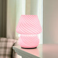 ULAROOM Battery Operated Mushroom Lamp - Vintage Small Table Lamp With Timer, Cordless Bedside Nightstand, Glass Battery Powered for Bedroom Kitchen Living Room Shelf Decor Aesthetic Pink