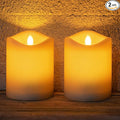 Solar Candles Outdoor Waterproof,Flameless Pillar IP65 Waterproof White Fake Candle,Dusk to Dawn,Solar Powered LED Candles for Patio Yard Table Deck Window Outdoor Lantern Decor,3"x4", Set of 2