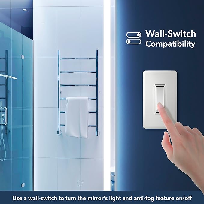 JONATHAN Y MIR100A-4036 Pax 40 in. W x 36 in. H Large Rectangular Frameless Antifog Front/Back-Lit Wall Bathroom Vanity Mirror with Smart Touch