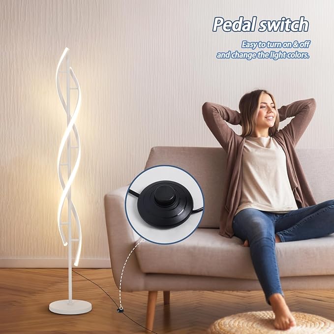 ADISUN 40W Modern Floor Lamp with Remote 60 inch Dimmable Floor Lamp for Bedroom Standing Lamp LED Floor Lamps for Living Room Dining Rooms Home Offices Lighting (White)