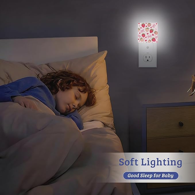 Groovy StrawberryNight Light,Nightlight Lamp with Dusk to Dawn Sensor for Home Indoor Stairway Kitchen Corridor, Decorative Night Lights Plug Into Wall for Boys Girls Women Men Room Gifts