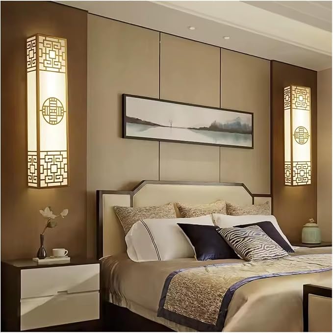 Chinese Style Bedroom Wall Lamp Strip Shaped Zen Background Wall Bedside Lamp Living Room Hallway Stairs Hotel Lighting,Delicate