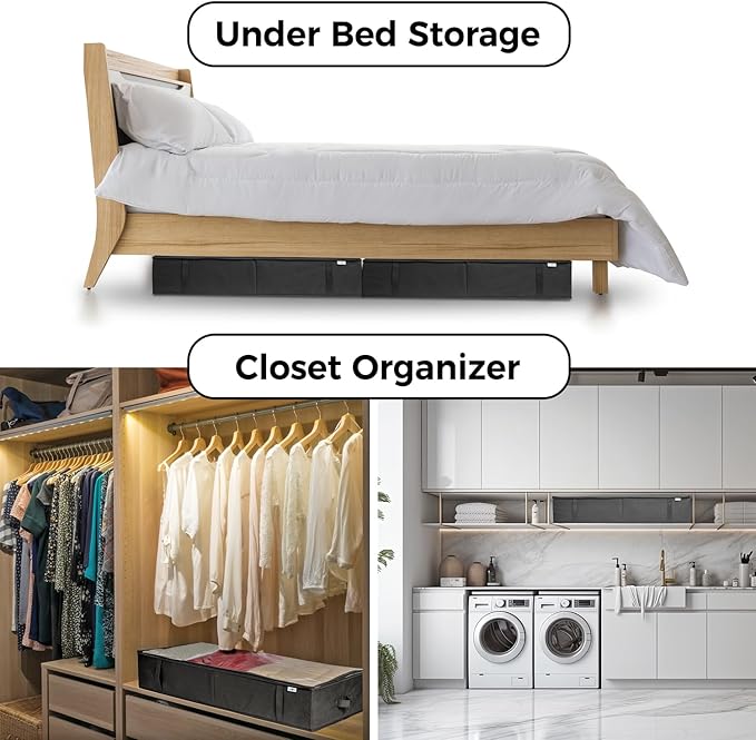 Closet Organizers and Storage - Maximize Space with Under Bed Storage Containers & Clothes Storage - Ideal Closet Organizer, Toy Storage Organizer & Underbed Storage (Grey, 4 Pack)