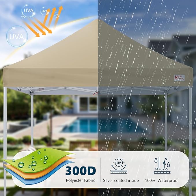 MASTERCANOPY Pop Up Canopy Tent Commercial Grade 10x10 Instant Shelter (Beige)