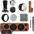 9 Pack Espresso Tamper Station&Coffee Distributor Tamper&Espresso WDT Stirrer&Coffee Tamping&Brush&Coffee Dosing Funnel&Espresso Puck Screen, Latte Art pen and Towel (51 mm)