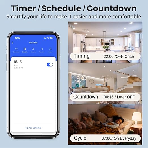 30A Heavy Duty WiFi Wireless Smart Switch with Energy Monitoring, DIY Switch for Smart Home Automation, Tuya APP / RF433Mhz 328FT Remote Control, Timer, Compatible with Alexa & Google Home