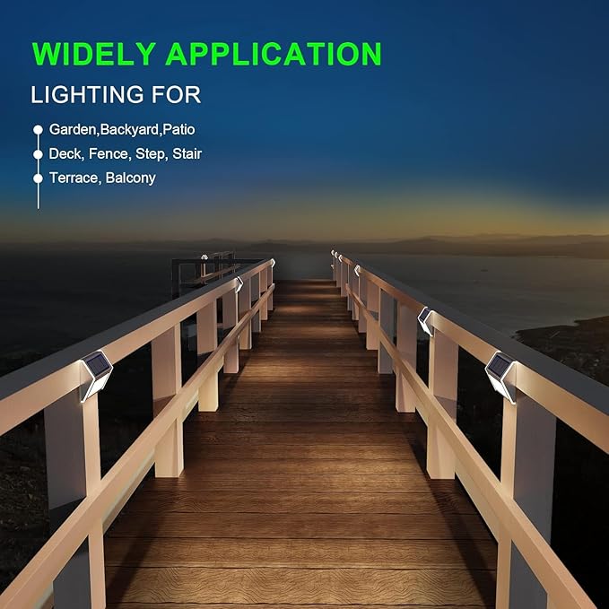 JSOT Outdoor Solar Lights - Solar Powered Deck Lights Waterproof Light for Fence Post Light Outside for Backyard Patio Stair Wall Lighting, 3LED Cool Light 6 Pack
