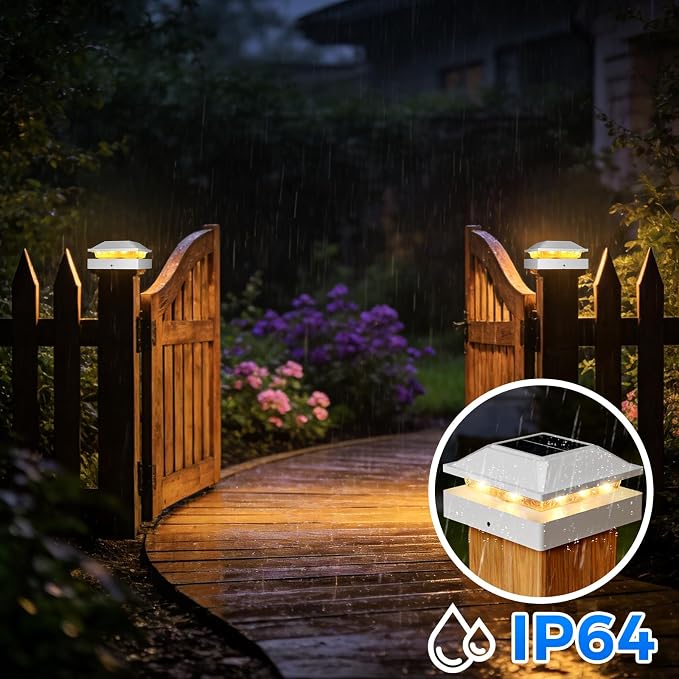 Peasur 4x4 Post Solar Lights 1 Pack, 2 Modes 16 LED Solar Post Cap Light Waterproof, Deck Fence Post Solar Lights Powered Outdoor, Fit 4x4 Wood/Vinyl Posts for Porch Patio