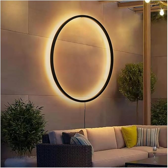 Wiring-Free Living Room Sofa Background Wall Decoration - Minimalist Bedroom lamp Ring Art Atmosphere Wall Light,Kitchen Island (3 Colors 50cm B)