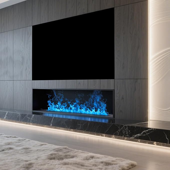 3D Water Vapor Fireplace Smart APP Electric Flame Decoration Steam Fireplace Humidifier W/Tap Water for Office, Home, Hotel,Restaurant(Color,31.5")