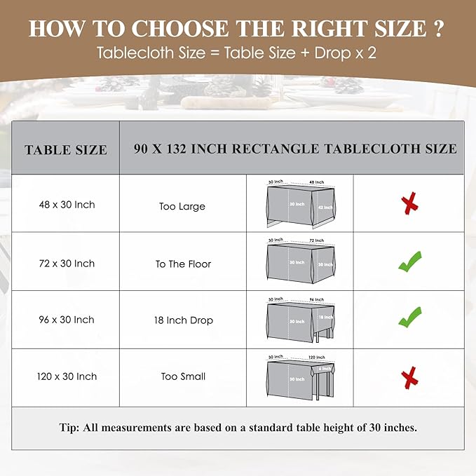 Rectangle Tablecloths 90x132 Inch 10 Pack White Tablecloth for 6ft Washable Decorative Linen Polyester Table Cloths for 8ft Dining Table Banquets Buffet Parties and Wedding