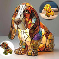 Neioaas Basset Hound Lamps - Retro Dogs Stained Resin Tabletop Night Light, Dog Series Art Night Light, 3D Cute Pet Dogs Themed Lamp LED Table Lamps, Fun Gift for Dog Lovers
