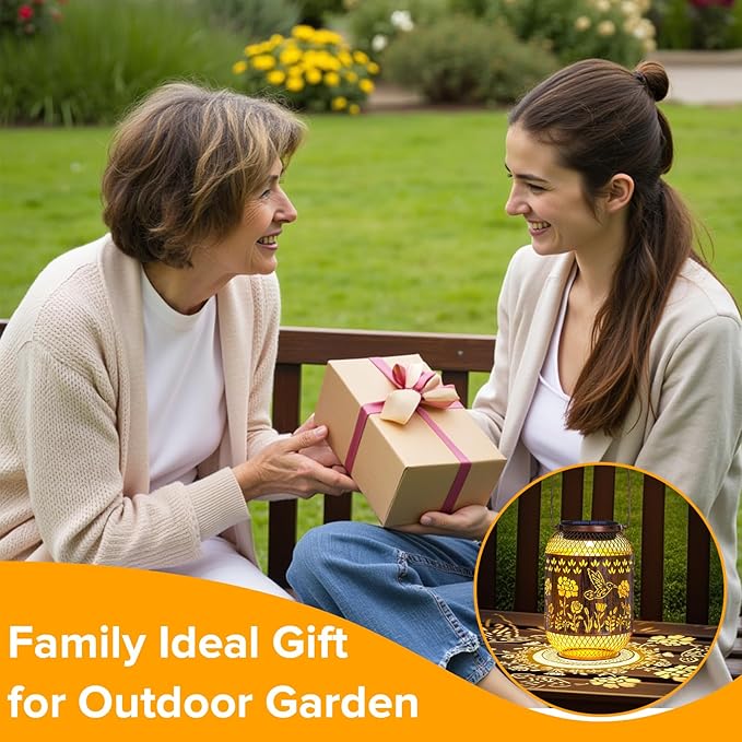 Solar Lanterns Outdoor Waterproof - Hummingbird Solar Lights for Garden, Hanging Metal Lantern Decor for Patio, Yard - Christmas Mothers Day Gifts for Women, Mom, Grandma (Hummingbird, 2)