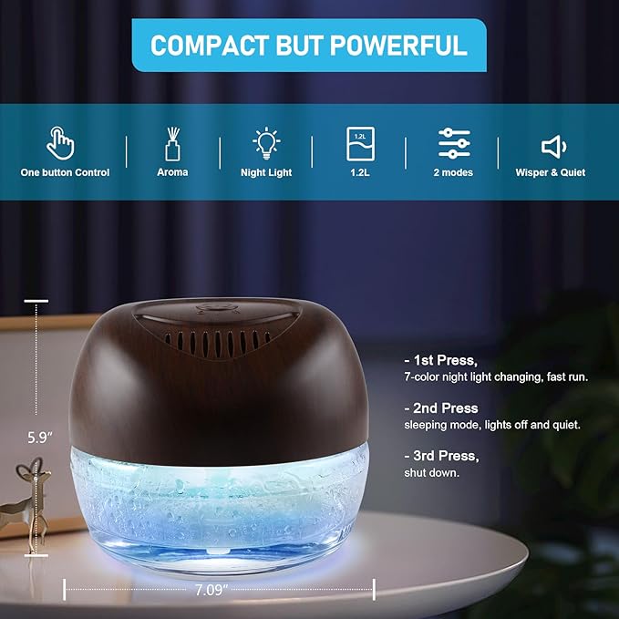 Purifier Air Washer, Air Fresher Aroma Diffuser for Home, Office, Air Purifier with Night Light (Brown)