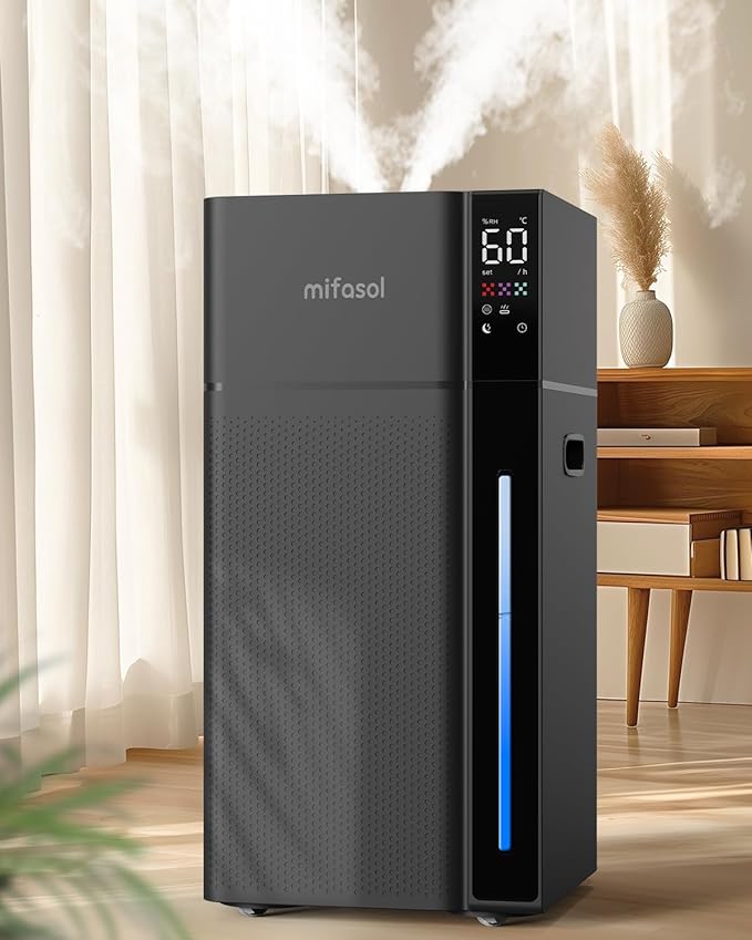 Mifasol Humidifier Large Room, 5.3Gal/20L Cool Mist Humidifiers for Home 1500 sq ft, Double Nozzles Whole House Humidifier, Humidifiers for Bedroom Plants Office Commercial Large Areas, Black