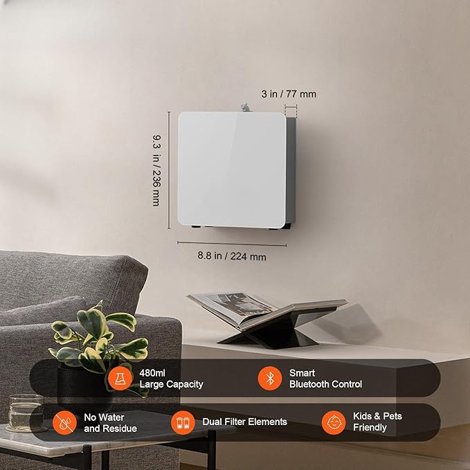 Scent Air Machine for Home, 480ML with Cold Air Technology, Waterless Smart Essential Oil Diffuser, Cover Up to 2500 Sq.Ft for Large Room, Hotel, Spa, Business Office