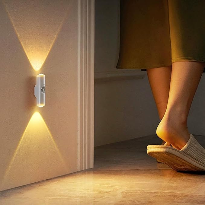 Rechargeable Smart LED Motion Sensor Ambient Light, Punch-Free Color Changing Motion Sensor Light for Stairs, Wardrobe, Cabinet (1Pc,White, 3 Colors)