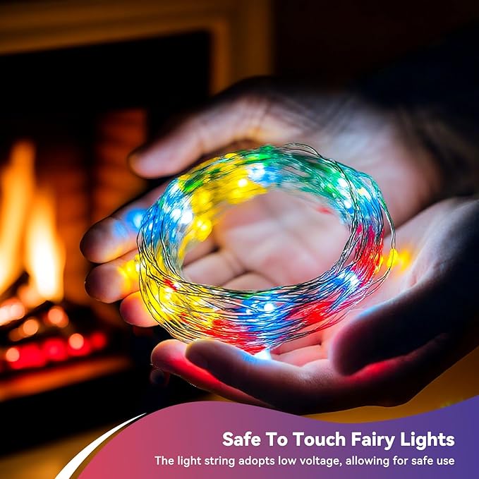 LitHome 8 Pack Multicolor Fairy Lights Battery Operated, 20 FT 60 LED Twinkle Lights Battery Operated 2 Modes, Waterproof Led Fairy String Light for Indoor Outdoor Christmas Wedding Bedroom Decor
