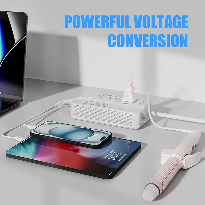 220v to 110v Travel Voltage Converter : International Universal Power Plug Adapter Outlet Converters US to Europe - High Power Hair Dryer Dual Voltage Step Down Plugs Transformer for European UK EU