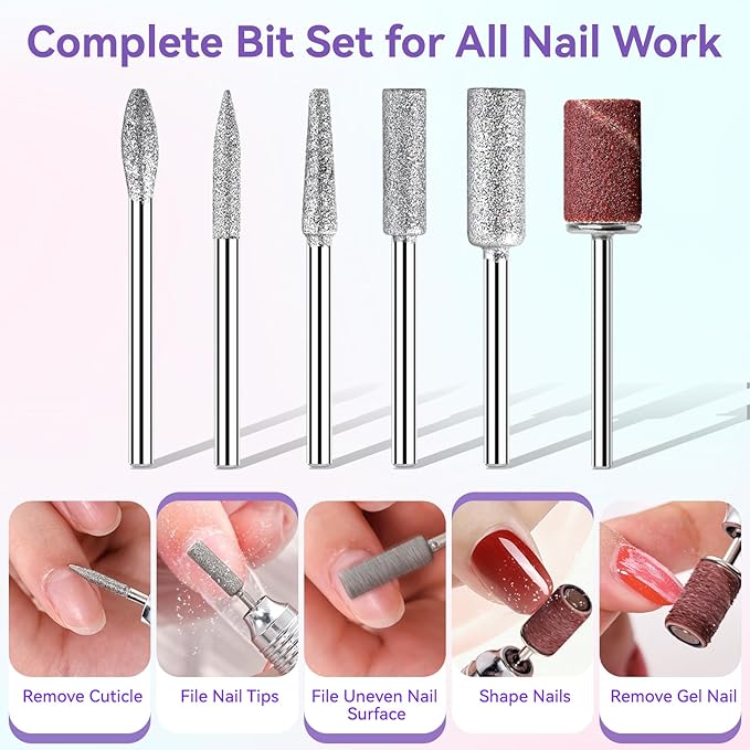 Makartt Rechargeable Nail Drill – 35000RPM Electric Nail File,Portable E File for Gel Nail Shaping & Removal, Quiet, Lightweight, 6H Battery, Easy to Use for Home & Salon, YEEYAN