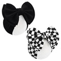 YanJie 2PCS 7’’ Black Bows for Baby Girls Checkered Headband Double Layered Bow Infants Toddler Hair Accessories Newborn Headbands Baby Clothes