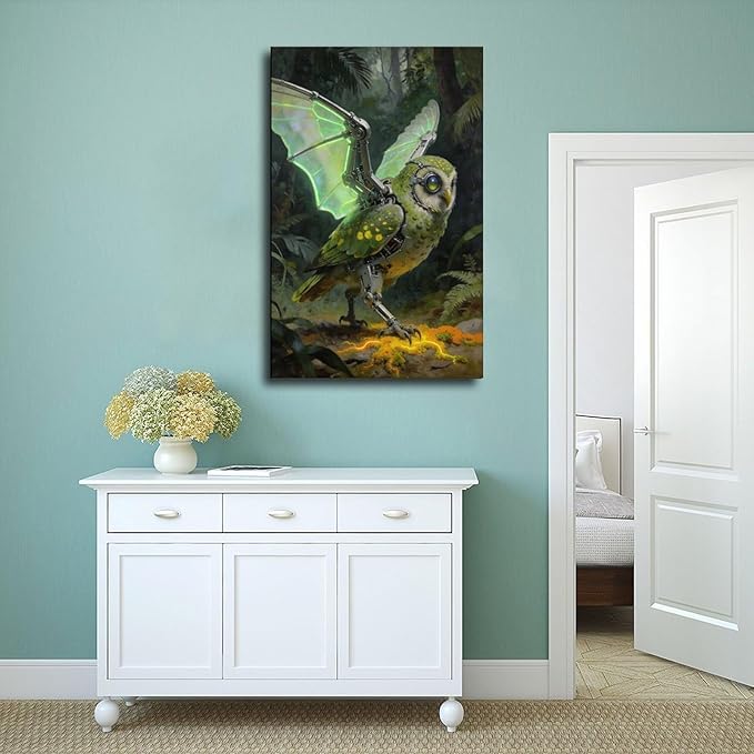 Framed Cyber Fantasy Wall Art for Living Room And Home Office Modern Sci Fi Nature Inspired Decor 20x30inch(50x75cm)