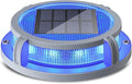SIEDiNLAR Solar Deck Lights Outdoor 2 Modes 16 LEDs Driveway Markers Dock Light Solar Powered Waterproof for Ground Step Pathway Stair Walkway Garden Yard Road 1 Pack (Blue/Red)